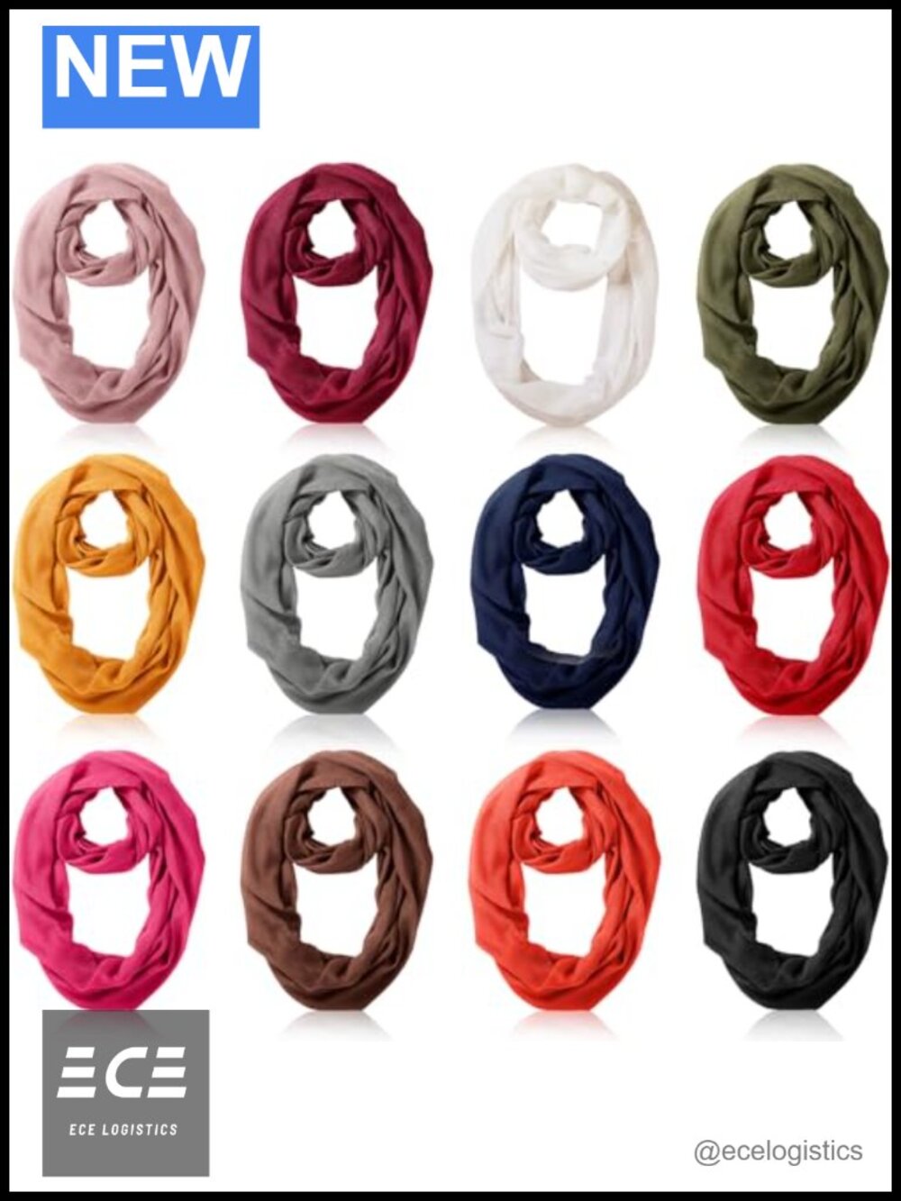 12 Pack Soft Lightweight Infinity Scarf TR Solid Circle Loop Neck Scarves